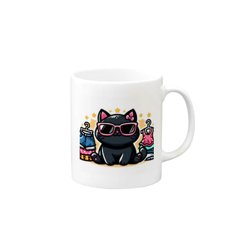 オシャレな黒猫 Mug