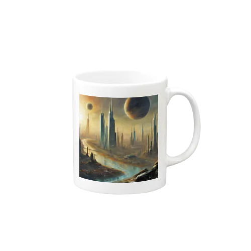 惑星と近未来都市 Mug