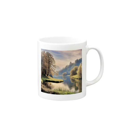 静かな川辺の風景 Mug