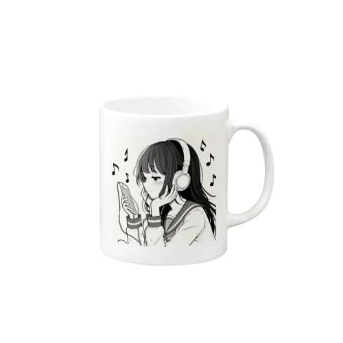 音楽を聴く女の子 Mug