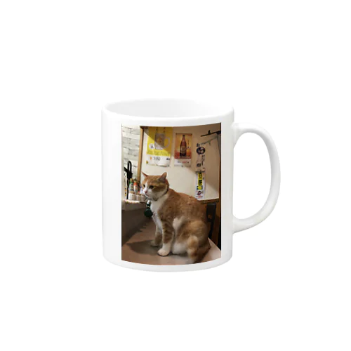 正月休みの猫店長 Mug