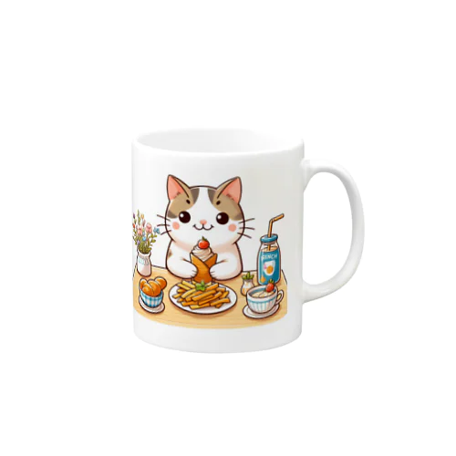 猫くんの豪華なカフェごはん♪ Mug