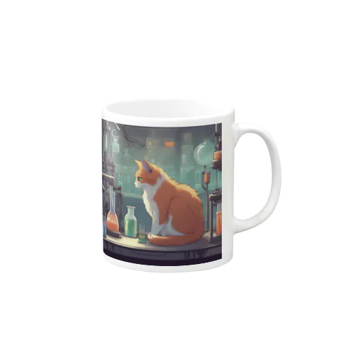 研究する猫 Mug