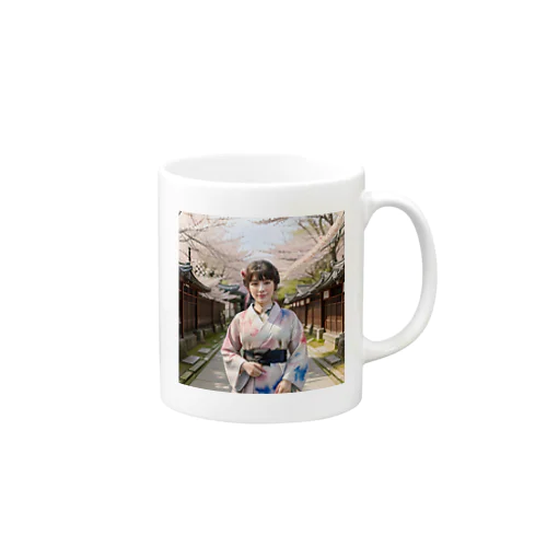 日本の寺に咲く桜 Mug