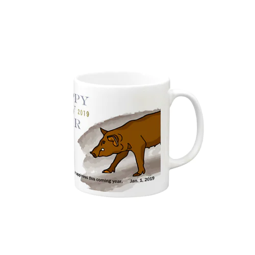 2019亥年の猪のイラスト年賀状イノシシ Mug