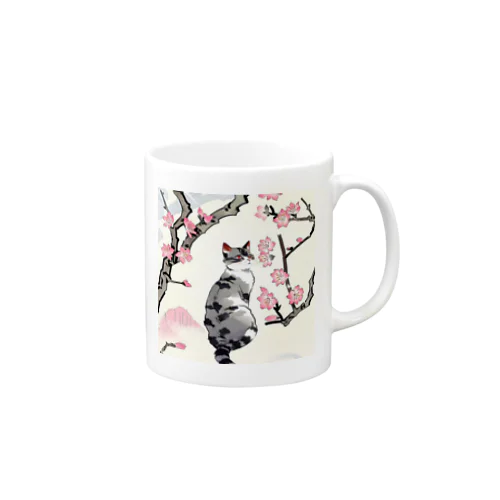 春の花と猫 Mug