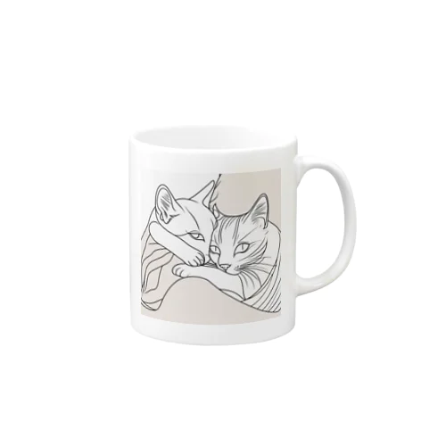 ハグする猫 Mug