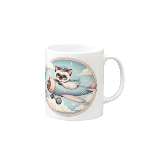 CUTIE PILOT SIAMESE　かわいい　ネコ　パイロット Mug