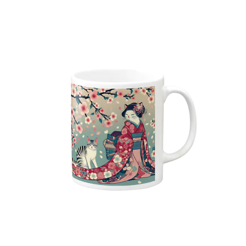 和風cat 見返り桜 Mug