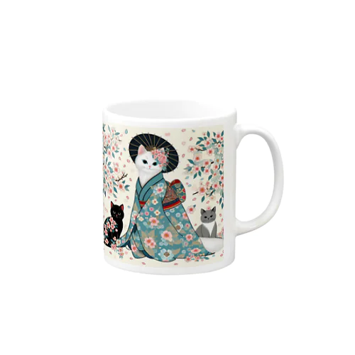 和風着物猫 Mug