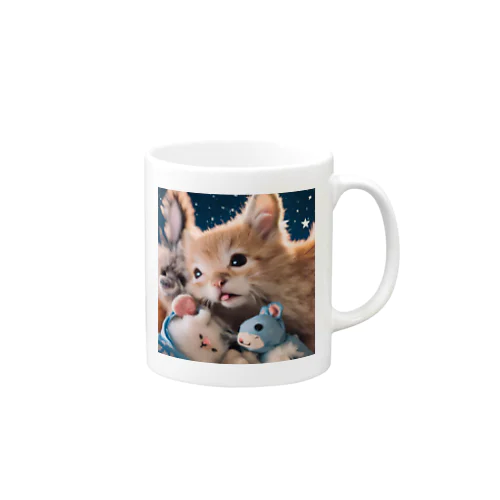 ぬいぐるみと猫ちゃんのショット Mug