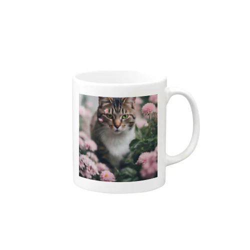 猫と花 Mug