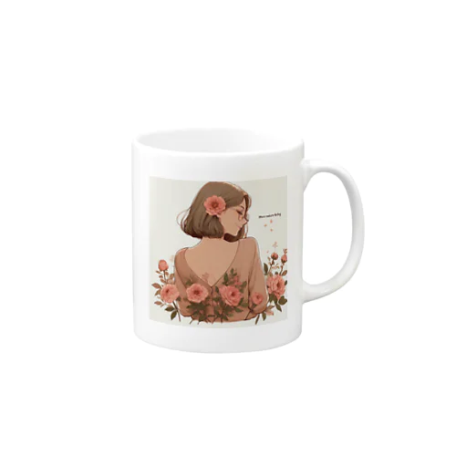 メガネ女子　平和と花飾り Mug