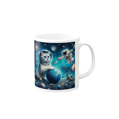 宇宙で遊ぶネコちゃん Mug
