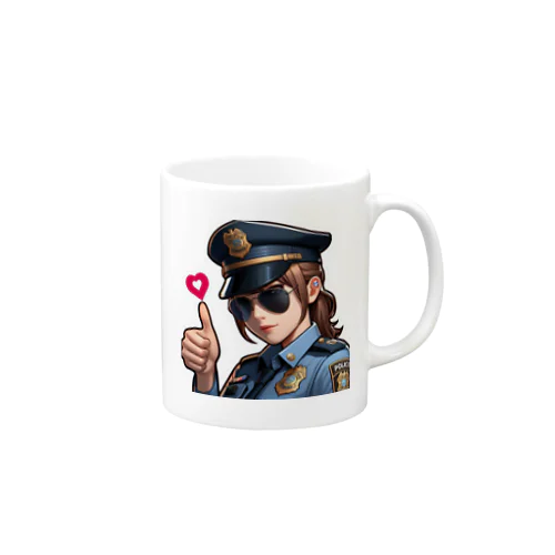女性警察官xサングラスxサムズアップ マグカップ