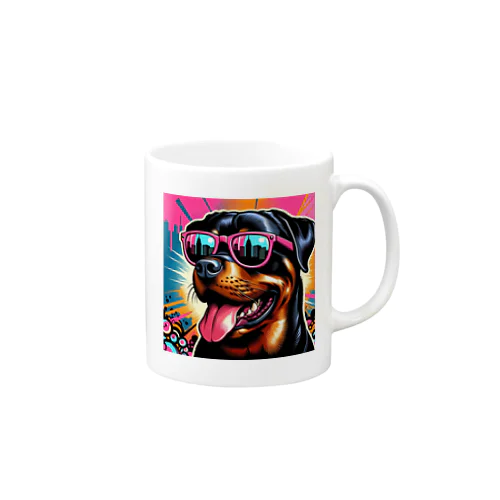 PINK GD ピンクのグラサンをかけたワンコグッズ Mug