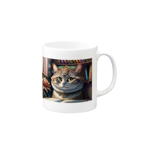 本を読む賢い猫 Mug