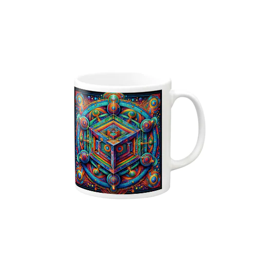 フラクタル超次元立方体〈神の家〉🏠サイケデリックタリスマン マグカップ