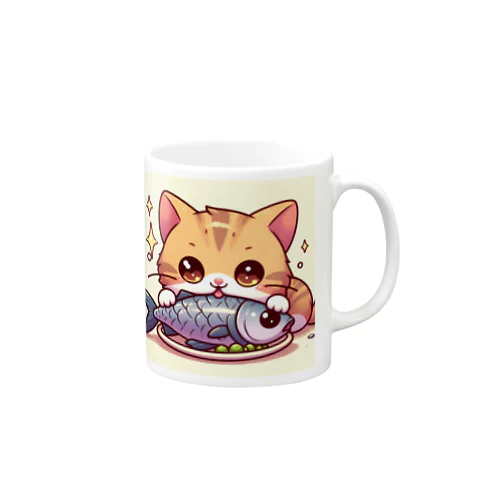 魚を前にドヤ顔にゃんこ☆ Mug