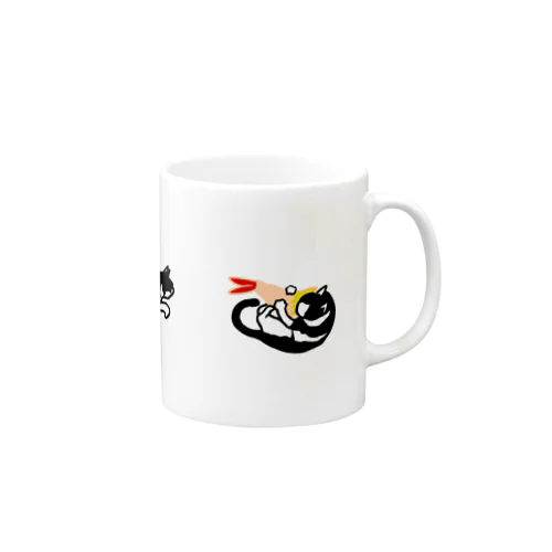 黒白猫　狩 マグカップ