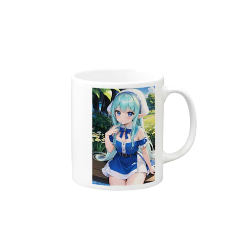 青い髪の美少女エルフ Mug