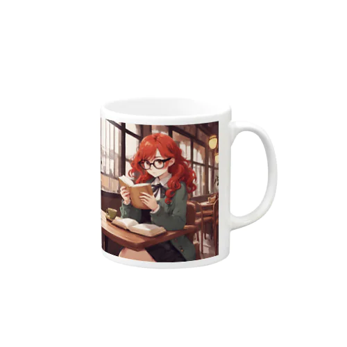 赤毛の読書メガネさん Mug