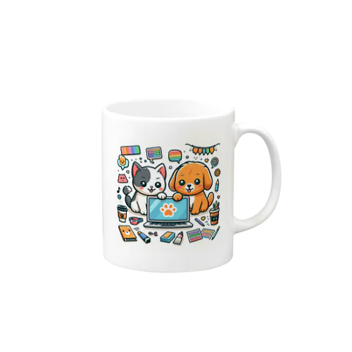 猫と犬のコラボ Mug