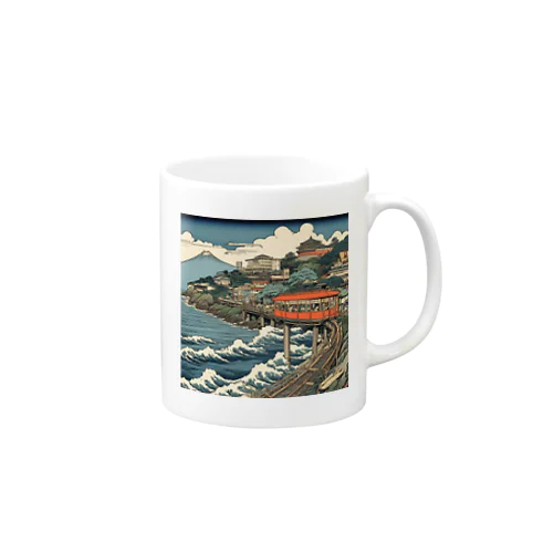 富士山と海と電車　Mt.Fuji and Shonan Enoden Mug