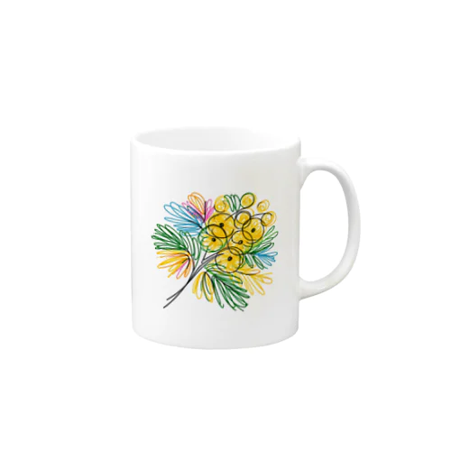 鮮やかなカラフルなミモザの花束 Mug