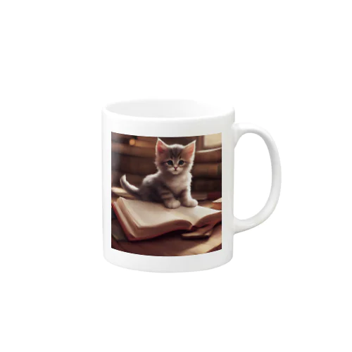 可愛い子猫の読書 Mug