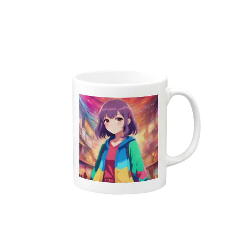 ポップカラーのカーディガンな女の子 Mug