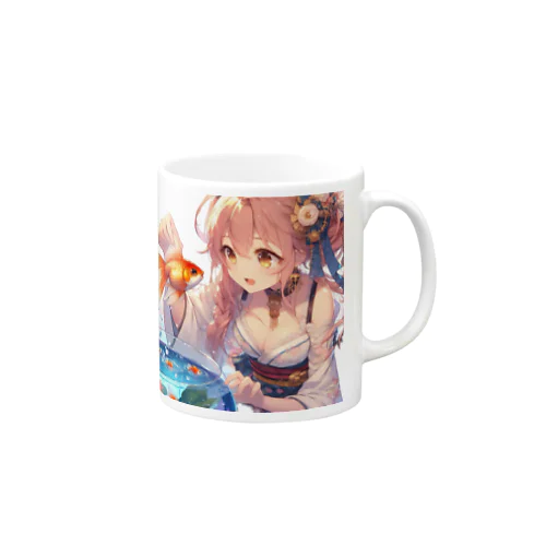 金魚と浴衣姿の女の子 Mug