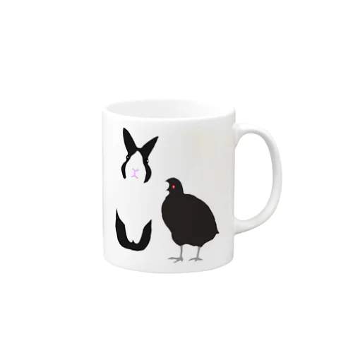 ダッチうさぎ(立)とオオバン Mug