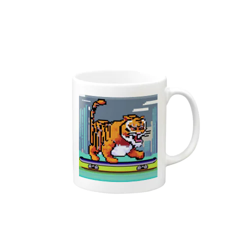 スケートボードに乗っているトラ Mug