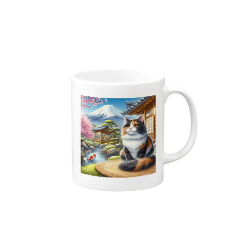 ネコ＆富士山 Mug