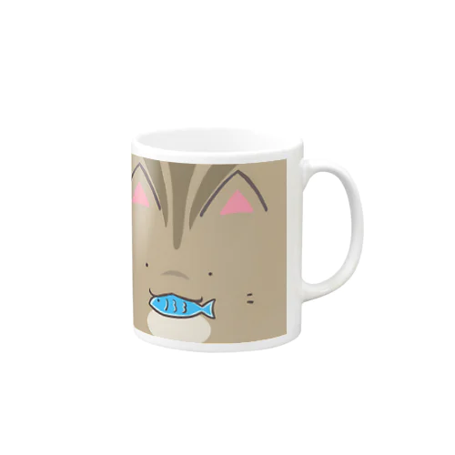 にゃグカップ「お魚加えた灰トラ」 Mug