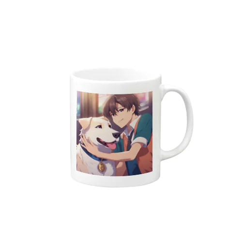 珍しい友情！可愛らしい少年とワンちゃん Mug