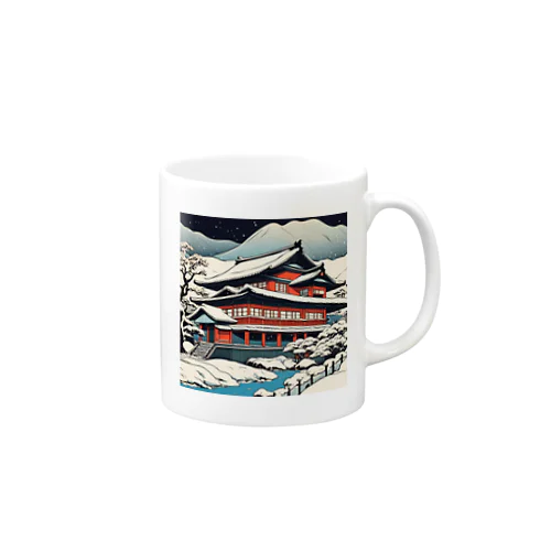 日本の風景:雪景色、Jpanese senery:snow scene Mug