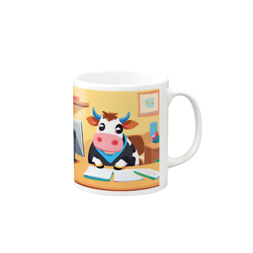 リモートワークする牛 Mug