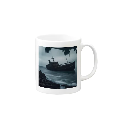 暗黒の海に浮かぶ腐敗した船の墓場 Mug