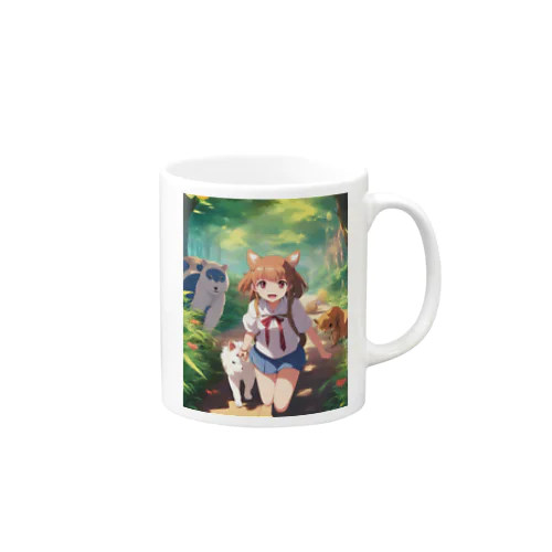 癒し系動物と女の子 Mug