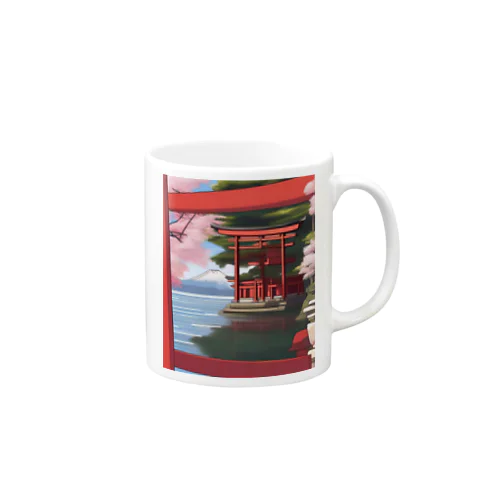 鳥居と桜 Mug