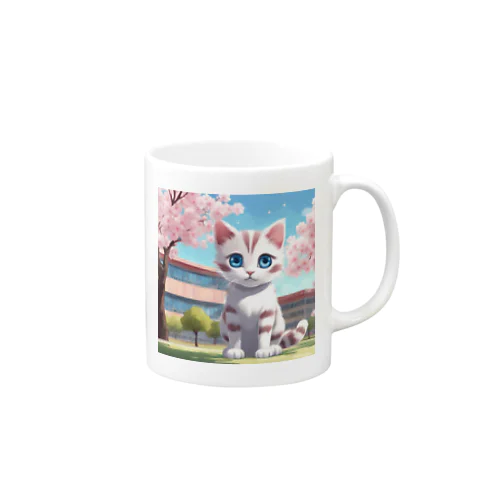 春と桜と虎縞白猫06 Mug