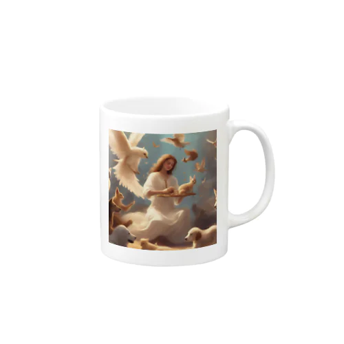 ペットと遊ぶ天使 Mug