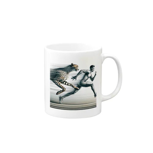 Speed Symbiosis: Man and Cheetah in Stride Mug