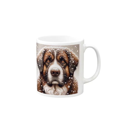 雪の中しかめっ面の犬さん Mug