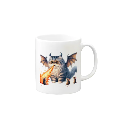 ブサカワ！火噴き猫ドラゴン　背景透過ver マグカップ