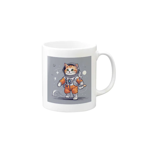 宇宙ウォークを行う宇宙飛行士な猫2 Mug