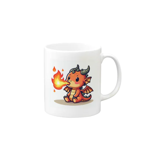 可愛らしい炎を吹くドラゴンキャラクター マグカップ