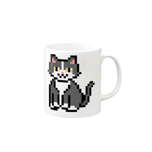 ハチワレ猫のドット絵 Mug